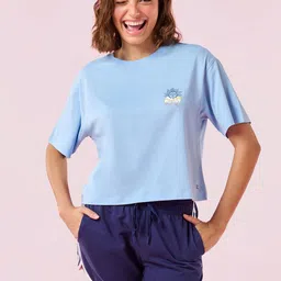 Enamor Graphic Printed Pure Cotton Oversized Fit Crew Neck Lounge T-Shirt-image-5
