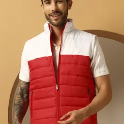 Metronaut Colourblocked Mock Collar Sleeveless Puffer Jacket-picture-14