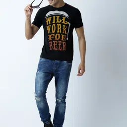 Huetrap Men Black Printed Round Neck T-shirt-picture-22