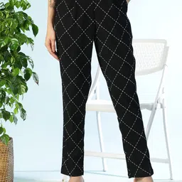 Oxolloxo Women Printed Original Tapered Fit Trousers-image-31