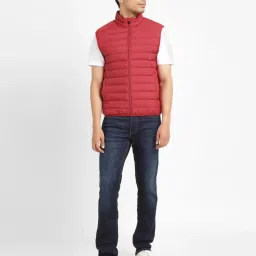 levi's Men's Solid Red Sleeveless Quilted Jacket-picture-15
