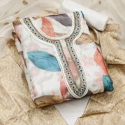 HERE&NOW Embellished Organza Unstitched Dress Material-picture-16