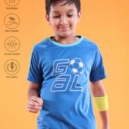 Pine Active Skin Friendly & Breathable Half Sleeves T-Shirt Text Printed - Blue-picture-10