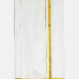 THANGAMAGAN Cotton Dhoti - White-image-0