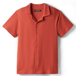 Pine Kids Cotton Knit Half Sleeves Textured Shirt - Rust Orange-picture-36