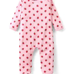 Babyhug Interlock Cotton Knit Full Sleeves Footed Sleep Suit with Fruit & Polka Dots Print Pack of 3 - Multicolour image 2