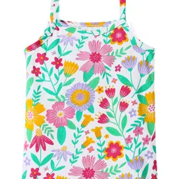 Babyhug 100% Cotton Single Jersey Knit Antibacterial Sleeveless Slips With Floral Print Pack Of 3 - Yellow Pink & White image 2