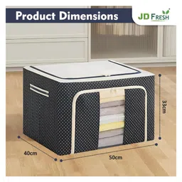 JD FRESH 1 Pcs 66 Liters Foldable Steel Frame Cloth Organizer for almirah - Blue image 2