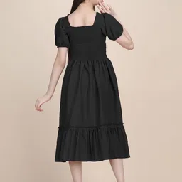 DEKLOOK Girls Fit and Flare Polyester Square Neck Dress image 4