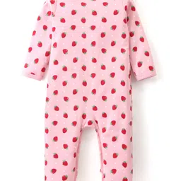 Babyhug Interlock Cotton Knit Full Sleeves Footed Sleep Suit with Fruit & Polka Dots Print Pack of 3 - Multicolour image 3