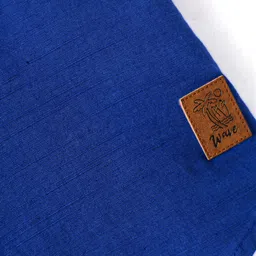 Kookie Kids India Kookie Kids Cotton Linen Blend Woven Half Sleeves Slim Fit Solid Shirt with Badge - Navy Blue image 4