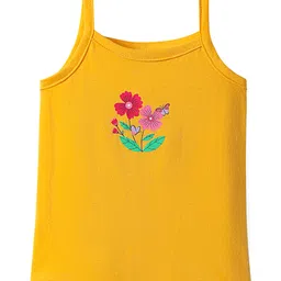 Babyhug 100% Cotton Single Jersey Knit Antibacterial Sleeveless Slips With Floral Print Pack Of 3 - Yellow Pink & White image 4