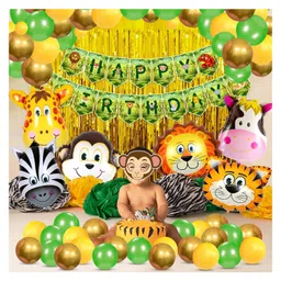 Zyozi Jungle Safari Birthday Decorations  Multicolor -  Pack of 69 image 5