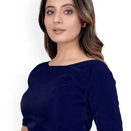 HERE&NOW Silk Boat Neck Padded Saree Blouse image 5