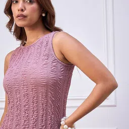 StyleStone Women's Solid Smocked Sheath Dress image 4