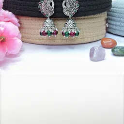 VATSALYA creation Silver-Plated Alloy Artificial Stones Earrings image 1