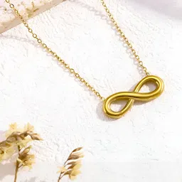 Jewelaa Gold-Plated Stainless Steel Geometric Shaped Pendant With Chain-image-8
