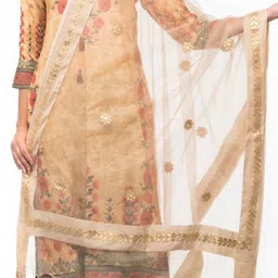 A R SILK DUPATTA HUB Woven Design Organza Dupatta with Gotta Patti image 2