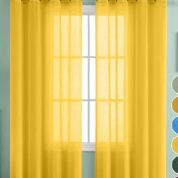 THE LINEN COMPANY Yellow Set of 2 Sheer Long Door Curtain image 1