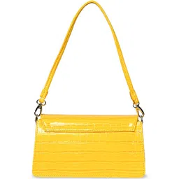 PELLE LUXUR Textured PU Structured Sling Bag with Quilted image 5