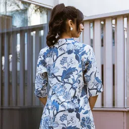 ARAVALII Floral Print Mandarin Collar Top image 2