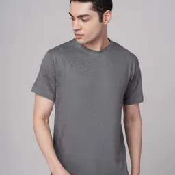 OUTLAWS Men Solid Round Neck Cotton T-shirt-image-48