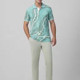 Mufti Men Abstract Printed Polo Collar Cotton Slim Fit T-shirt image 5