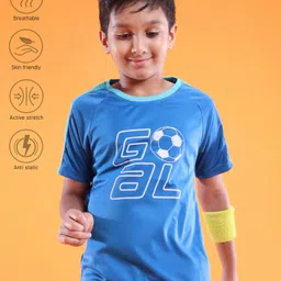 Pine Active Skin Friendly & Breathable Half Sleeves T-Shirt Text Printed - Blue-picture-18