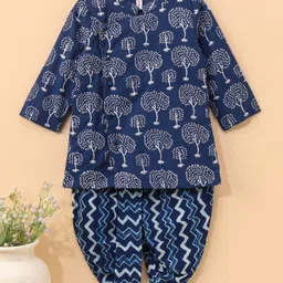 Babyhug Full Sleeves Kurta and Dhoti Set Printed - Indigo-picture-37
