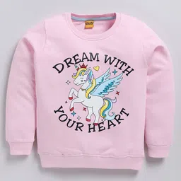 Kidcity Cotton Looper Full Sleeves Unicorn Printed Sweatshirt - Pink-image-70