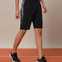 Technosport Knit Colour Blocked Dry Fit & Breathable Sports Shorts - Black-image-29
