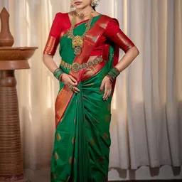 WOVENSTOCK Woven Design Zari Art Silk Handloom Kanjeevaram Saree-image-28