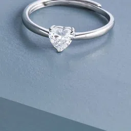 Kushal's Fashion Jewellery 92.5 Sterling Silver Rhodium Plated Zircon Studded Finger Ring-image-37