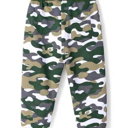Babyhug Terry Knit Full Length Lounge Pant With Camouflage Print - Olive Green image 2
