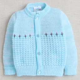 BUMZEE Full Sleeves Self Designed Sweater With Cap & Socks Set - Aqua Blue image 3