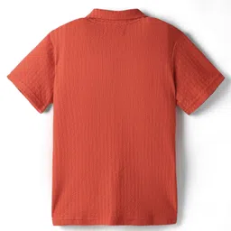 Pine Kids Cotton Knit Half Sleeves Textured Shirt - Rust Orange image 2