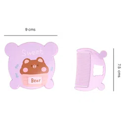 THE LITTLE LOOKERS Comb and Mirror Set with Soft Bristles and Rounded Tips for Baby's Sensitive Skin/Hair Care | Grooming Accessories | Comb Set for Newborns/Babies/Kids/Toddlers (Round-Purple & Blue) image 3