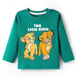 Babyhug Disney Single Jersey Knit Full Sleeves Night Suit with Simba & Friends Graphics - Green image 3