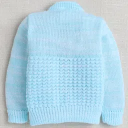 BUMZEE Full Sleeves Self Designed Sweater With Cap & Socks Set - Aqua Blue image 4