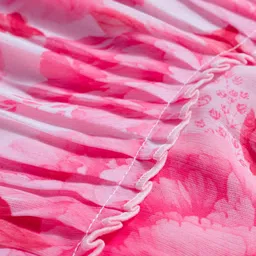 kookie kids india Kookie Kids Georgette Woven Three Fourth Sleeves Frock With Floral Print - Pink image 3