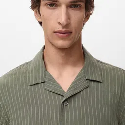MANGO MAN Striped Cuban Collar Casual Shirt image 5