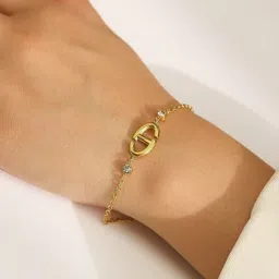 MYKI Stainless Steel Gold-Plated Artificial Stones Studded Wraparound Bracelet image 4