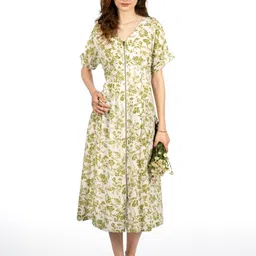 CORY EDGE Women Floral Print A-Line Midi Dress image 2