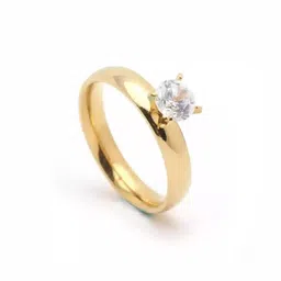 elitemart Unisex Gold-Plated Brass Zircon Finger Ring-image-29