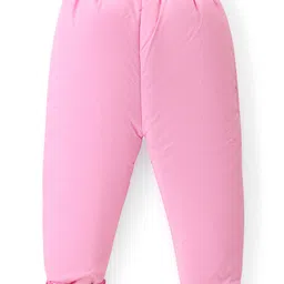 Babyhug Woven Full Sleeves Hooded Puffer Winter Wear Suit With Polka Dots Print - Pink image 5