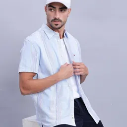 Tommy Hilfiger Men Regular Fit Spread Collar Vertical Striped Cotton Casual Shirt-picture-33