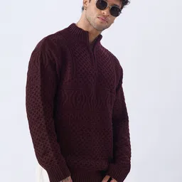 The Souled Store Men Cable Knit Oversized Pullover-picture-41