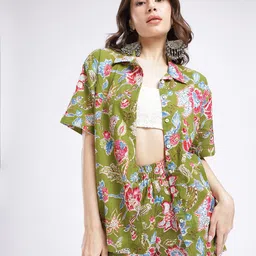 glitchez Floral Printed Relaxed Fit Shirt & Shorts Co-Ords-image-15