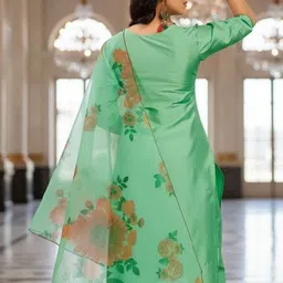 SZN Women Floral Regular Kurta with Trousers & With Dupatta image 5