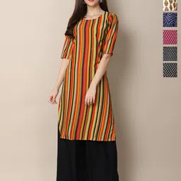 7Threads Women Ethnic Motifs Printed Mirror Work Floral Crepe Kurta Pack of 6-picture-24